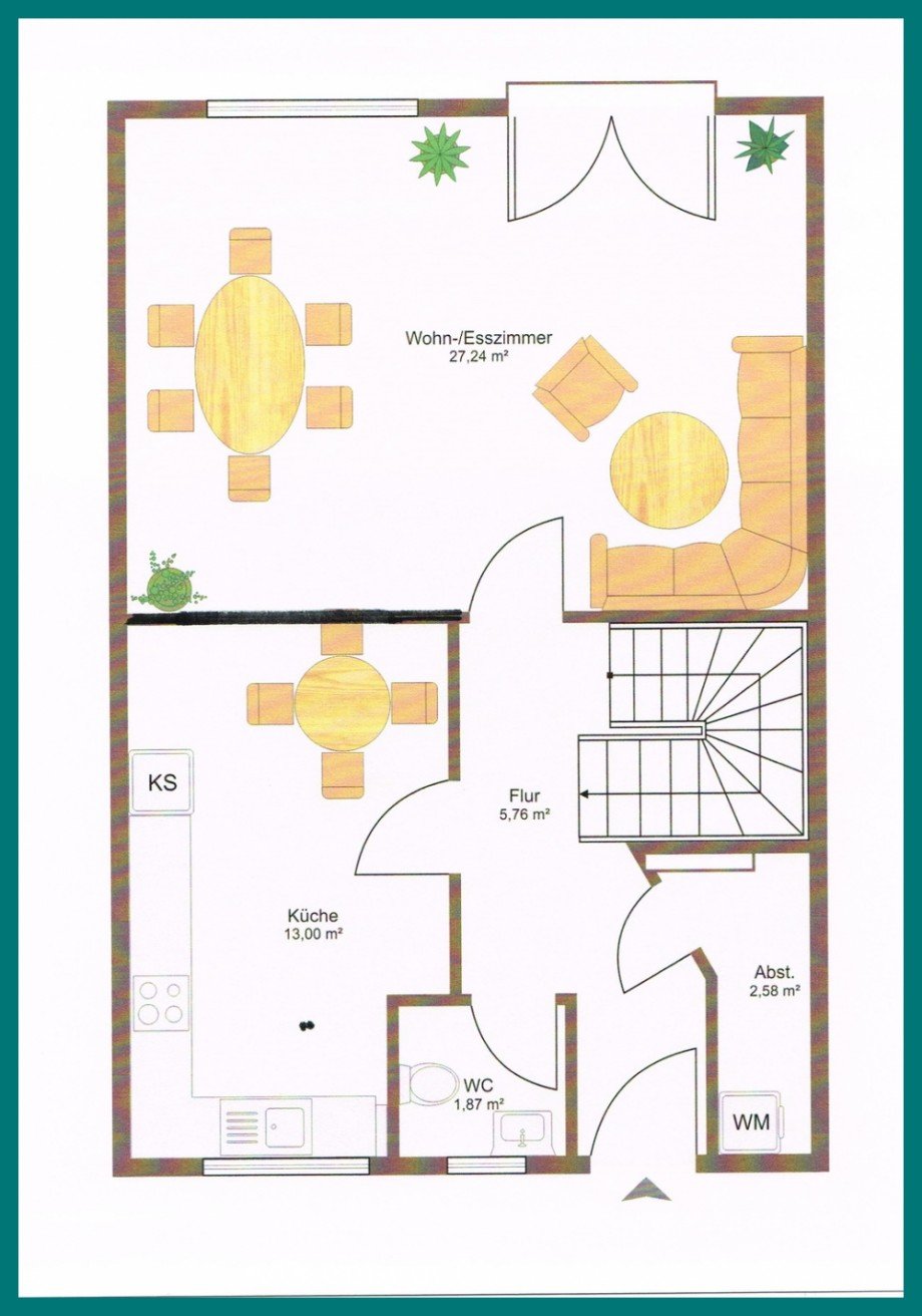 Grundriss EG Reihenmittelhaus Cuxhaven / Groden