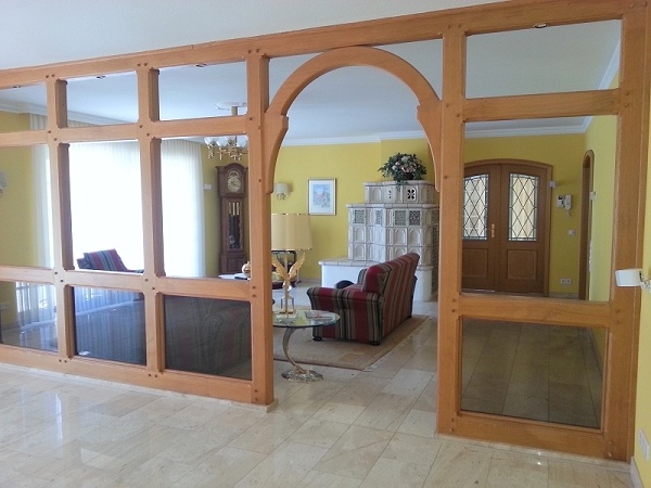 Blick vom E�zimmer auf den Kachelofen Einfamilienhaus Nordholz