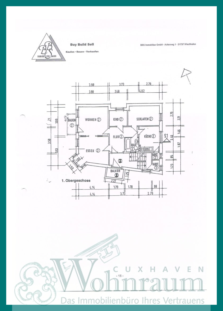Grundriss 1.OG Etagenwohnung Cuxhaven