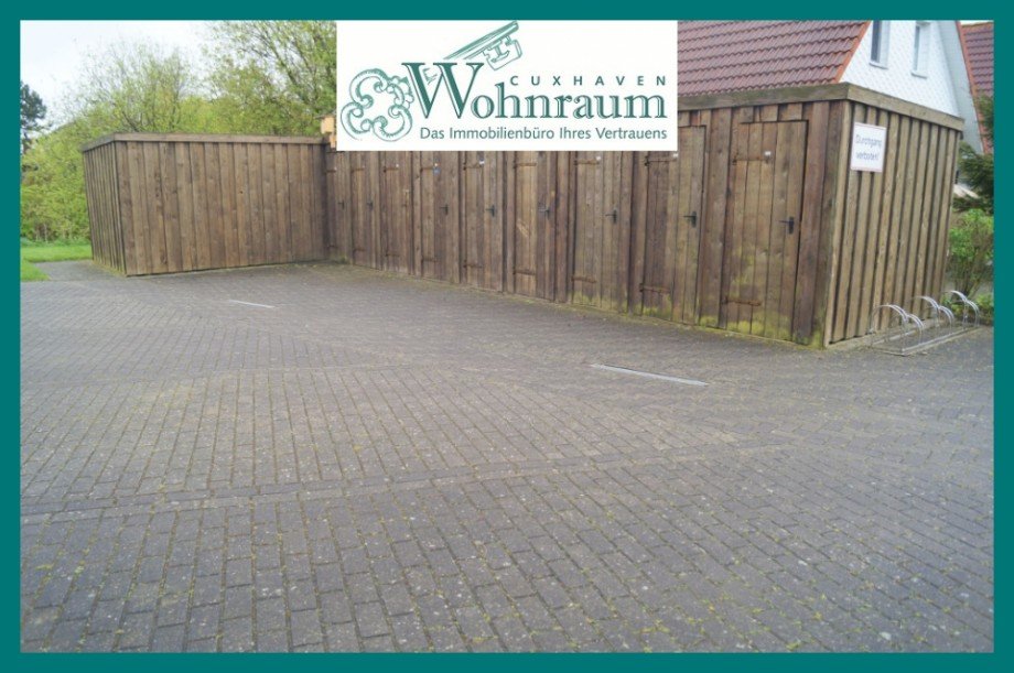 Blick auf die Ger�teschuppen Erdgeschosswohnung Dorum Neufeld